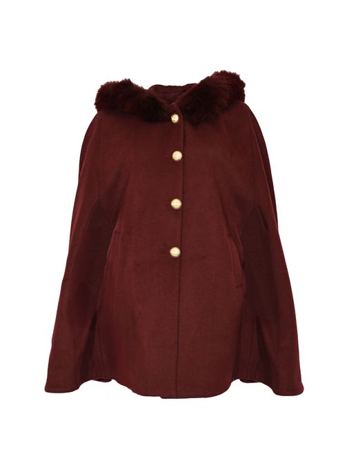 Mantella CD1223 effetto lana con inserti in pelliccia di volpe YES LONDON | CD1223BORD